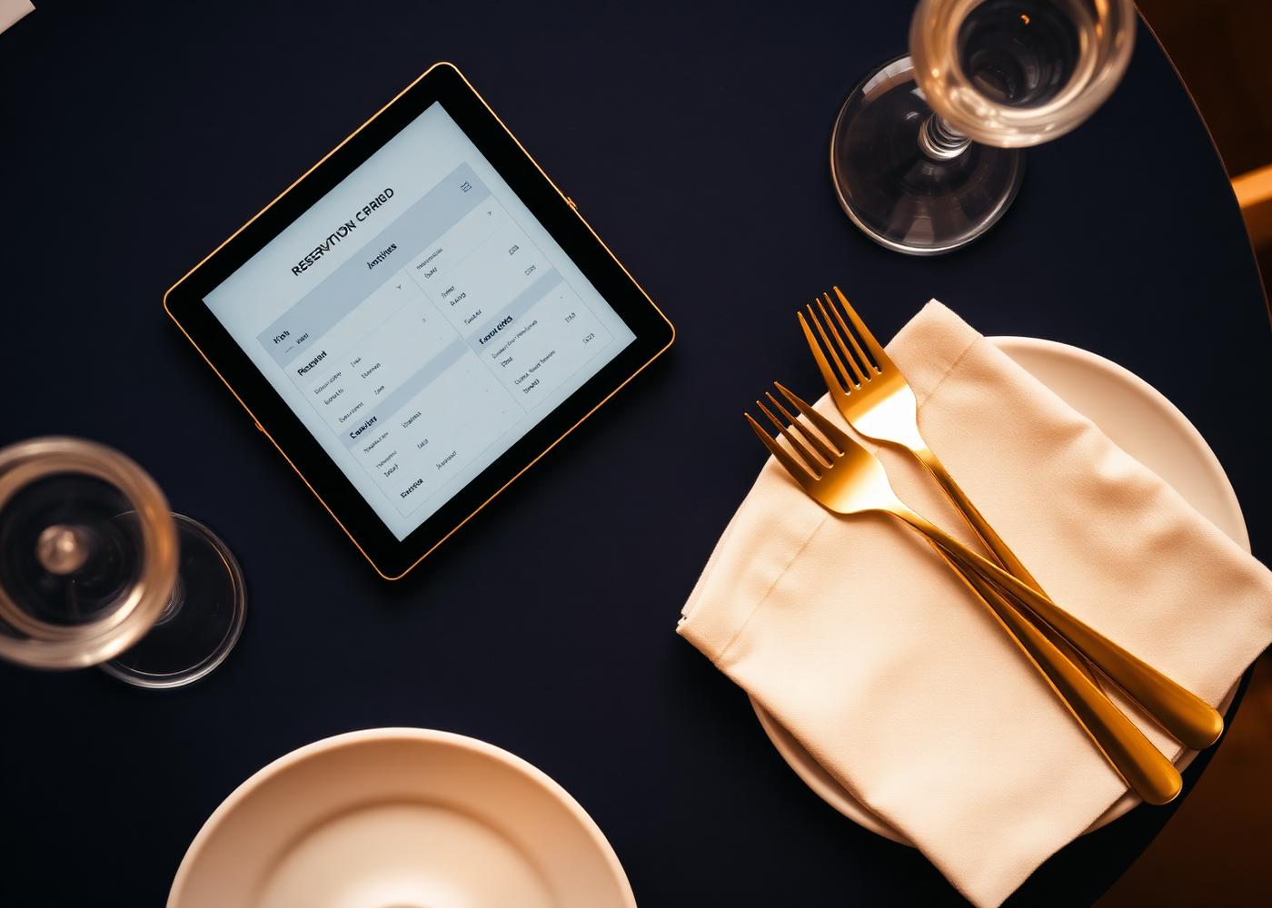 Booking grid on tablet at restaurant table